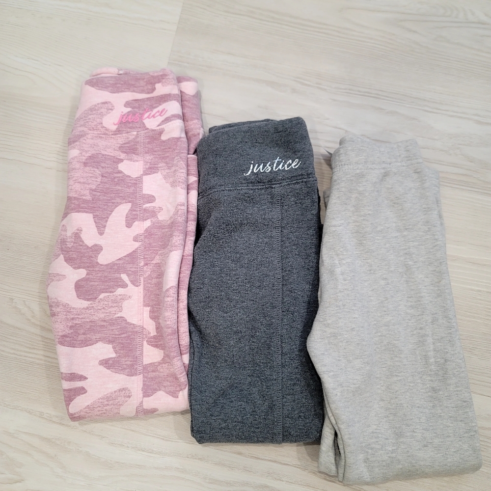 JUSTICE Bundle Of 3 Cozy Winter Fall Leggings Size 8